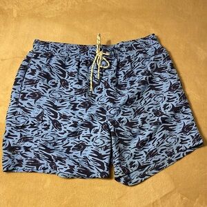 Rainforest Swim Men's Shark Print Swim Trunks Summer Swimming Shorts Size Large
